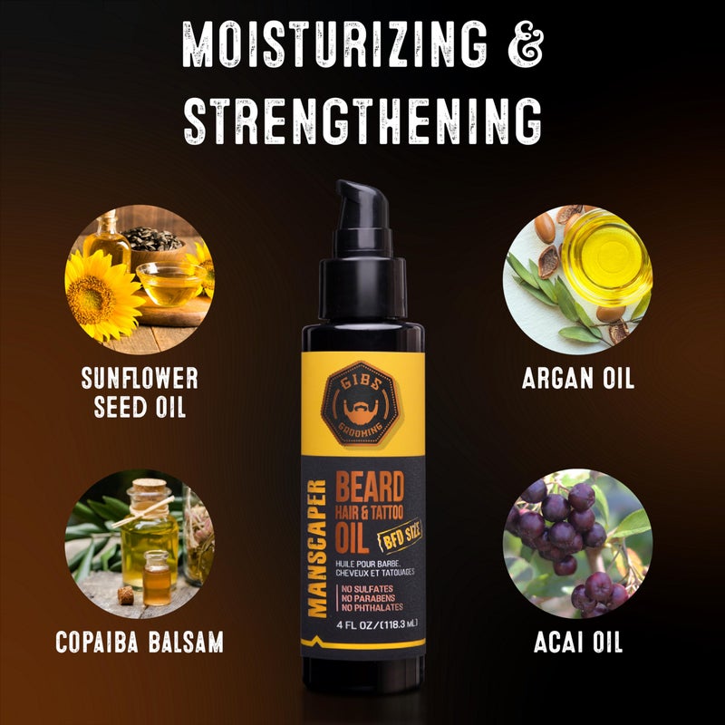 GIBS Grooming Bush Master Beard, Hair & Tattoo Oil- All-Natural with Nutmeg, Leather, Vanilla & Musk Scent- Softens & Strengthens Beard Growth, Moisturizes Skin, 4 Oz. - Image 4